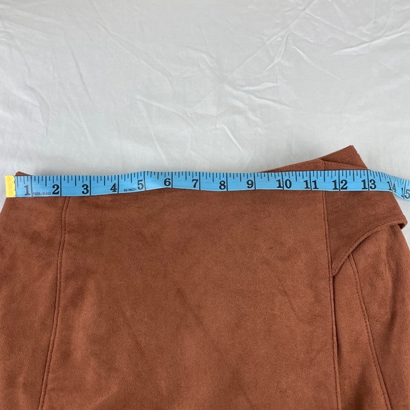 Anthropologie Lauren XS Faux Suede Brown Wrap Midi Skirt - Picture 4 of 7